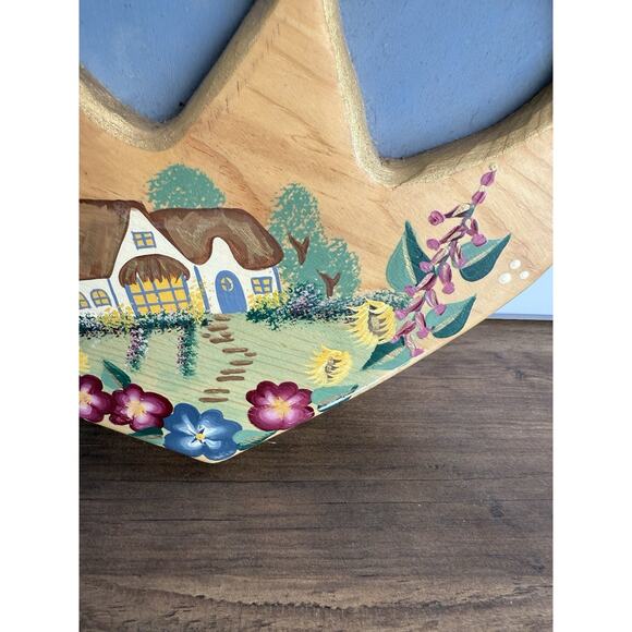 VINTAGE J.D.I. KEEPSAKES PAINTED + SIGNED WOOD HEART PHOTO FRAME GRANDMACORE - Picture 3 of 7